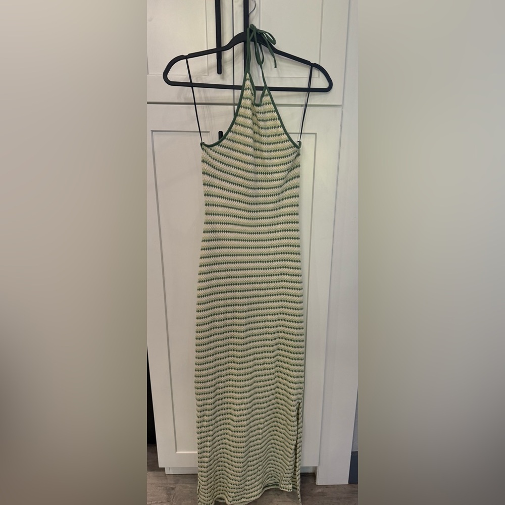 Double Zero - Green and Cream Maxi Dress- Large